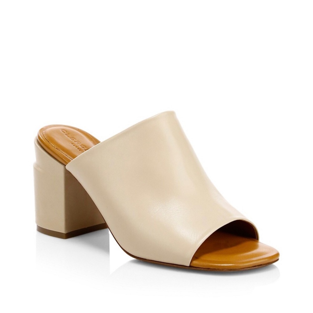 Clergerie Allegria Block Heel Mules in tan, size 41 or 10 1/2